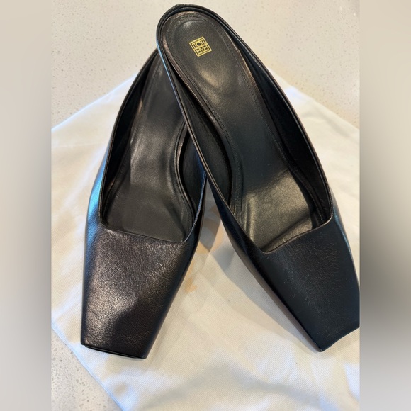 Toteme Mule Black 38 Square Toe Kitten Heel - Picture 12 of 12